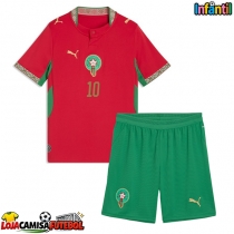 Camisa de Futebol Marrocos Brahim Diaz #10 Equipamento Principal Infantil Mundo 2026 Manga Curta (+ Calças curtas)